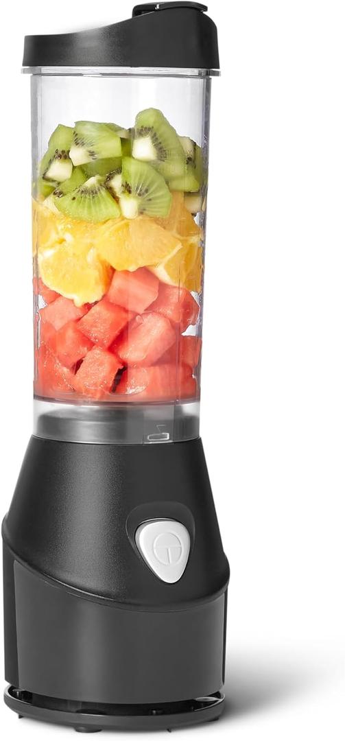 Amazon Basics Portable Blender for Smoothies and Shakes with 250W Power,15 Oz BPA Free Travel Cup and Lid, Black