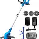 Weed Wacker Battery Powered, 20V Cordless String Trimmer & Edger, 12 Inch Weed Eater with 3 Spools, Edger Lawn Tool with 90 Degree Adjustable Head, with 2.0Ah Battery and Fast Charger