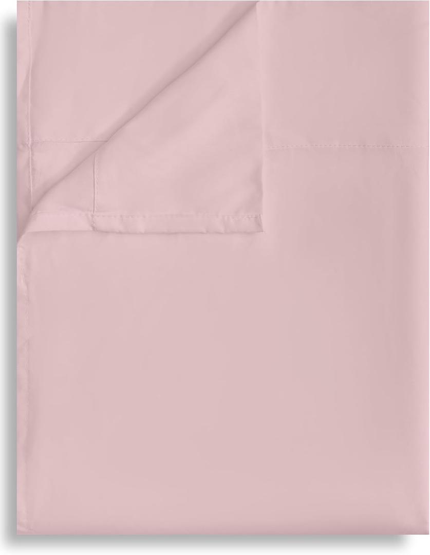 Twin Flat Sheet Only, 1 Pack Top Bed Sheets, Soft Breathable Brushed Microfiber Color-Coded Label Threads, (66"x96", Pink)