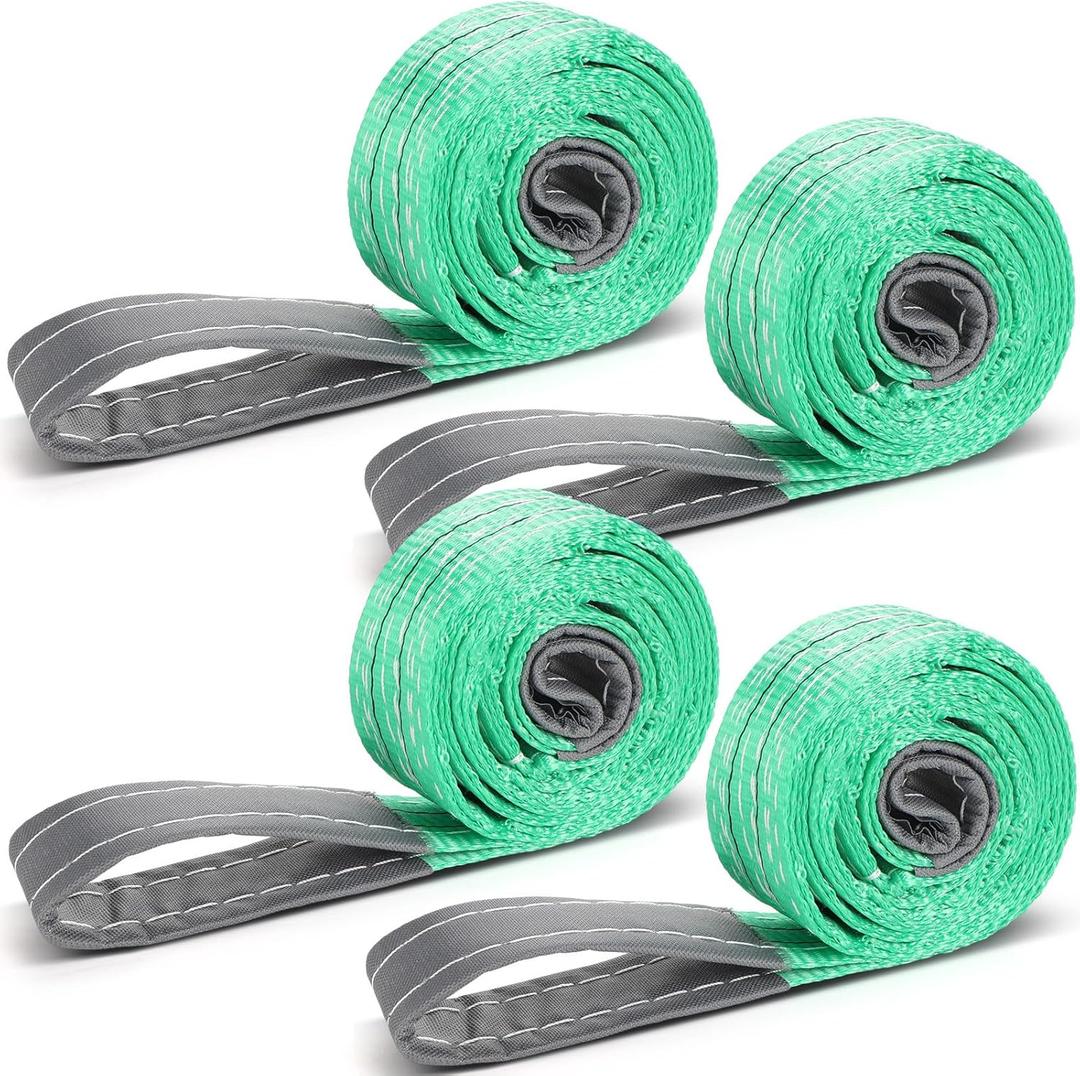 4 Pcs Lift Sling Straps Heavy Duty Web Slings Straps Polyester Nylon for Hoist Car Outdoor Using (2'' x 6', 8900lb)