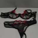Lilosy Sexy Floral Embroidered Flower Mesh Underwire Push Up Lingerie Set Size Large