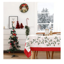 Wewoch Christmas Tablecloth 60"x84" Water Resistant Polyester Table Cloth with Leaf Print Ideal for Indoor Dining Holiday Décor