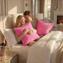 FUTEI Hot Pink Decorative Throw Pillow Covers 18x18 Inch Set of 2,Soft Solid Rose Swirl Textured Cushion Case,Valentine's Day Decor for Couch Living Room