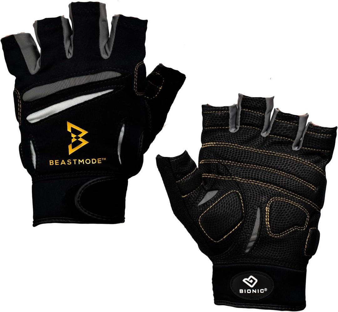 Bionic Women's Beastmode Half Finger Gym Workout Gloves (Medium)