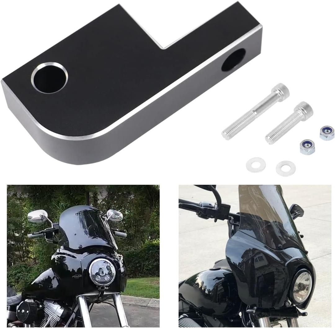 AUFER Black Aluminum Motorcycle Headlight Extension Mounting Block Compatible With For Dyna 39-49mm Fork T-Sport Wide Glide Street Bob FXDL FXDF FXDB FXDWG Headlamp Relocation Bracket Kit