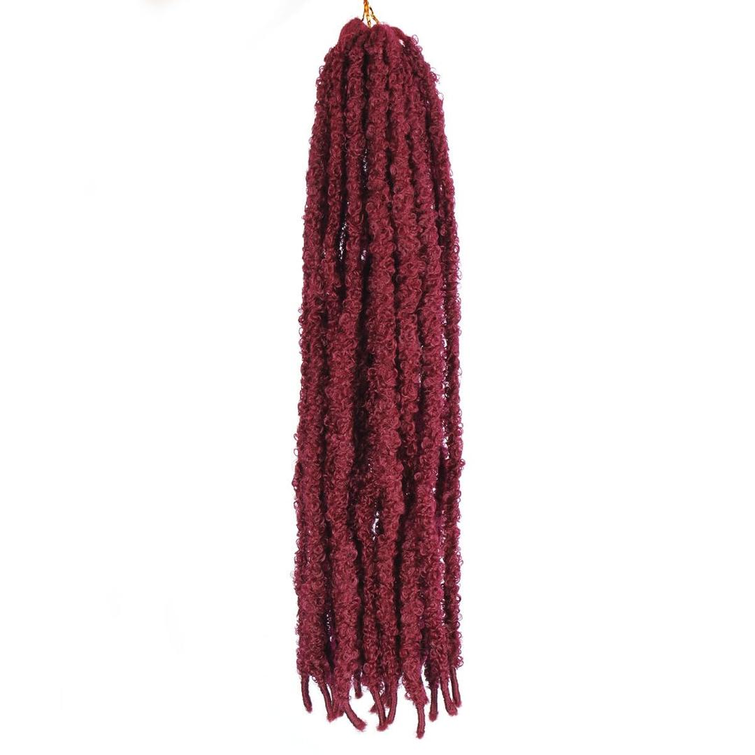 24inch Disstressed Butterfly Locs Crochet Hair, 7 Packs Disstressed Faux Locs Handmade Soft Locs for Women(Burgundy) (BUG)