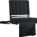 SPORT BEATS Stadium Seats with Back Support Bleacher Chairs with Back and Cushion Thick Padded Bleacher Seats Includes Shoulder Strap Black 1pc Large - 18.5" W x 14" D x 18.5" H