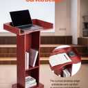 VEVOR Podium Stand, 41-Inch Wooden Lectern, Laptop Desk with Wide Reading Surface and Storage Shelf, Edge Stopper, Elegant Design, Flool-Standing, for Classroom, Conference, Church, and Presentation
