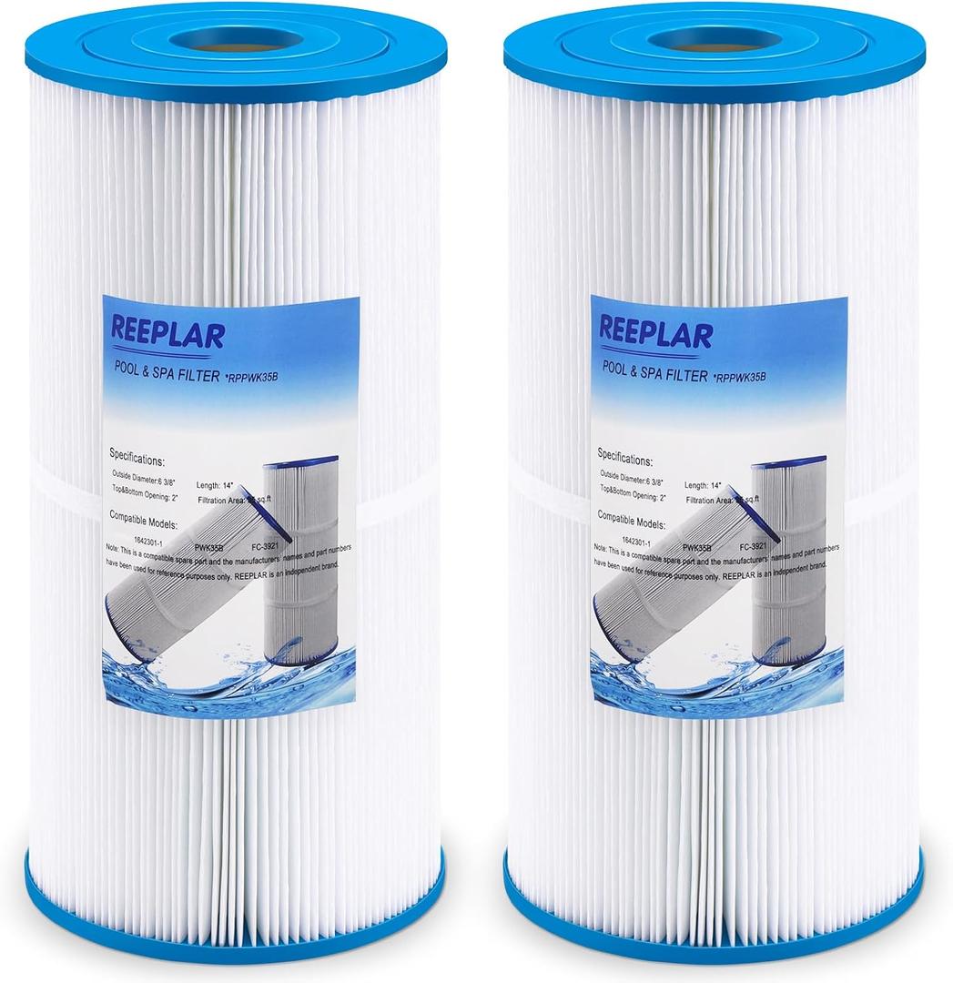REEPLAR PWK35B Replaces Hot Springs Limelight Spa Filters, Compatible with Watkins 1642301-1, 78161, 78286, Filbur FC-3921, Hot Spring Limelight Series Filter Cartridge, 35 sq.ft - 2 Pack