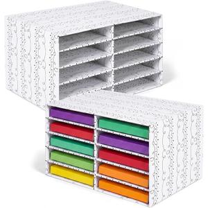Ripeng 2 Pcs Classroom Paper Storage Organizer Construction Squiggles and Dots Paper Storage Desktop Mailbox File Sorter Literature Cardboard Organizer for Home Office School, 19.7 x 12.4 x 11.8 Inch