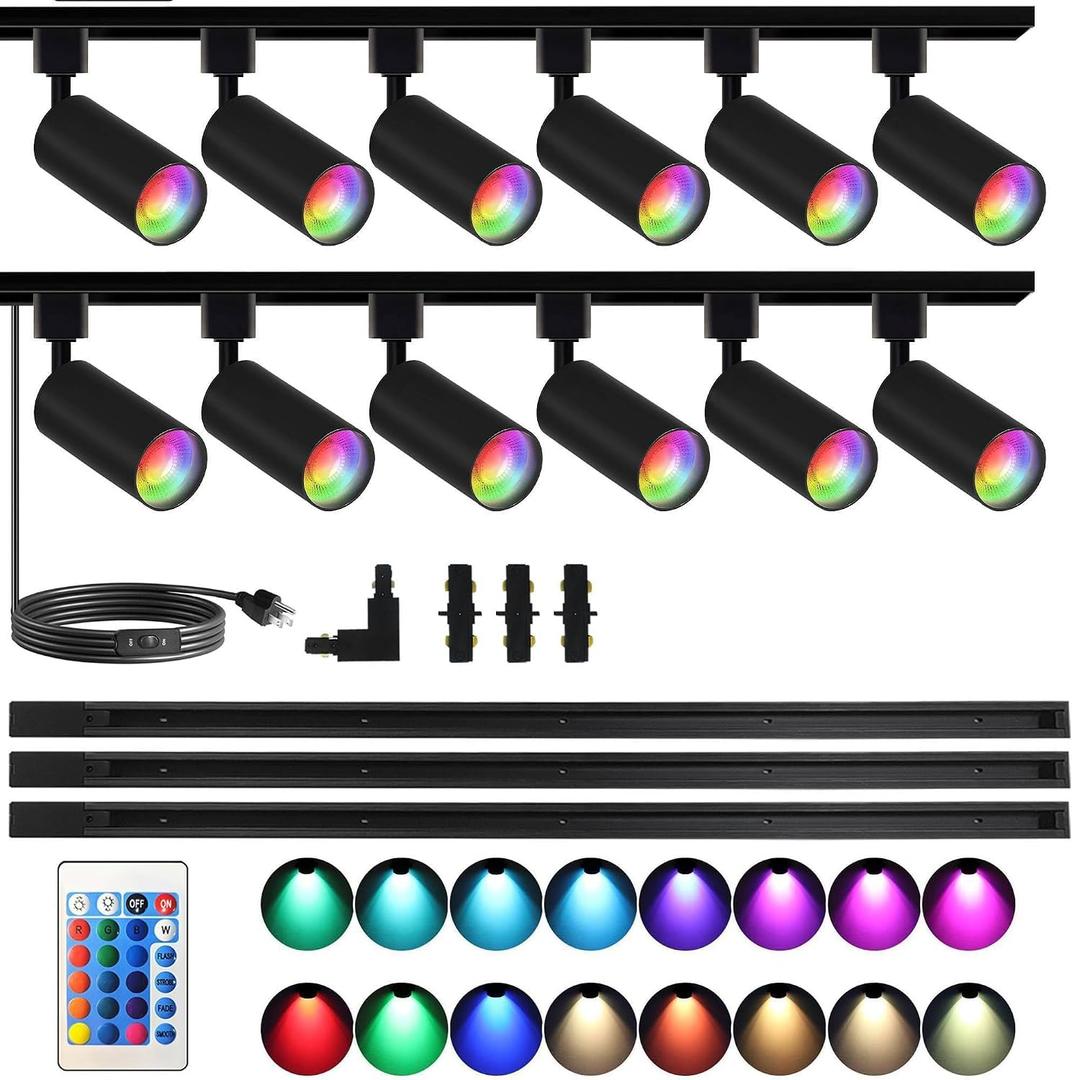 Plug in H Type LED Track Lighting Kits Dimmable RGB Ceiling Fixtures