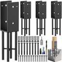 4 Pack Heavy Duty Stainless Steel U-Shaped Post Anchors 4"x4" Wet Concrete Fence Post Holder for Fence, Deck Railing, Pergola Wood Post Bracket Anchor Post Base for Concrete