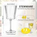 Domensi 48 Pack Plastic Ribbed Wine Glasses 13 oz Acrylic Champagne Flutes with Stem Unbreakable Reusable Cocktail Champagne Glasses for Wedding Holiday Birthday Party Supplies