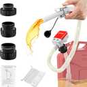 Saker Fuel Transfer Pump Battery Powered, Automatic Portable Fuel Pump with Auto-Stop, 51'' Extra Long Hose, 3.2 Gallon per Min, 3 Can Adapters, for Gasoline, Diesel and Oil