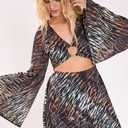 Nasty Gal Animal Burnout Ring Cut Out Flared Sleeve Mini Dress