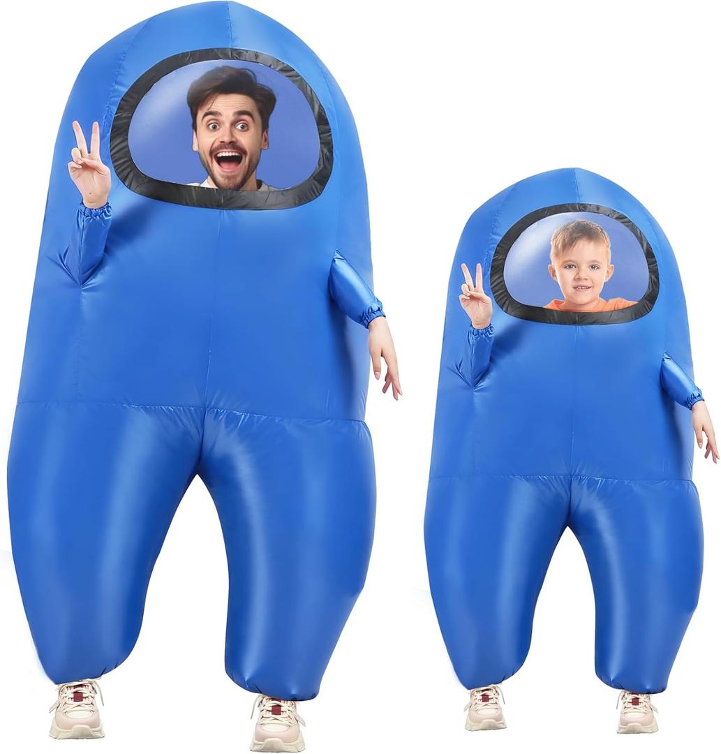 astronaut costume inflatable costume Funny Halloween Spacesuit Party School Masquerade Game Fans (Kids (100-155cm), Blue)
