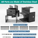 6x6 Post Anchor Connector (4 Pack), Stainless Steel Post Caps Tie Bracket for 6x6 and 4x6 Wood Posts, Beam Anchor Connector, Post Base Bracket for Supporting Wood Beams, Black