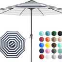 JEAREY 11' Patio Umbrellas Outdoor Table Market Umbrella w/Crank, 8 Sturdy Ribs, UV Protection Windproof for Garden, Deck, Backyard, Pool(Black Striped)