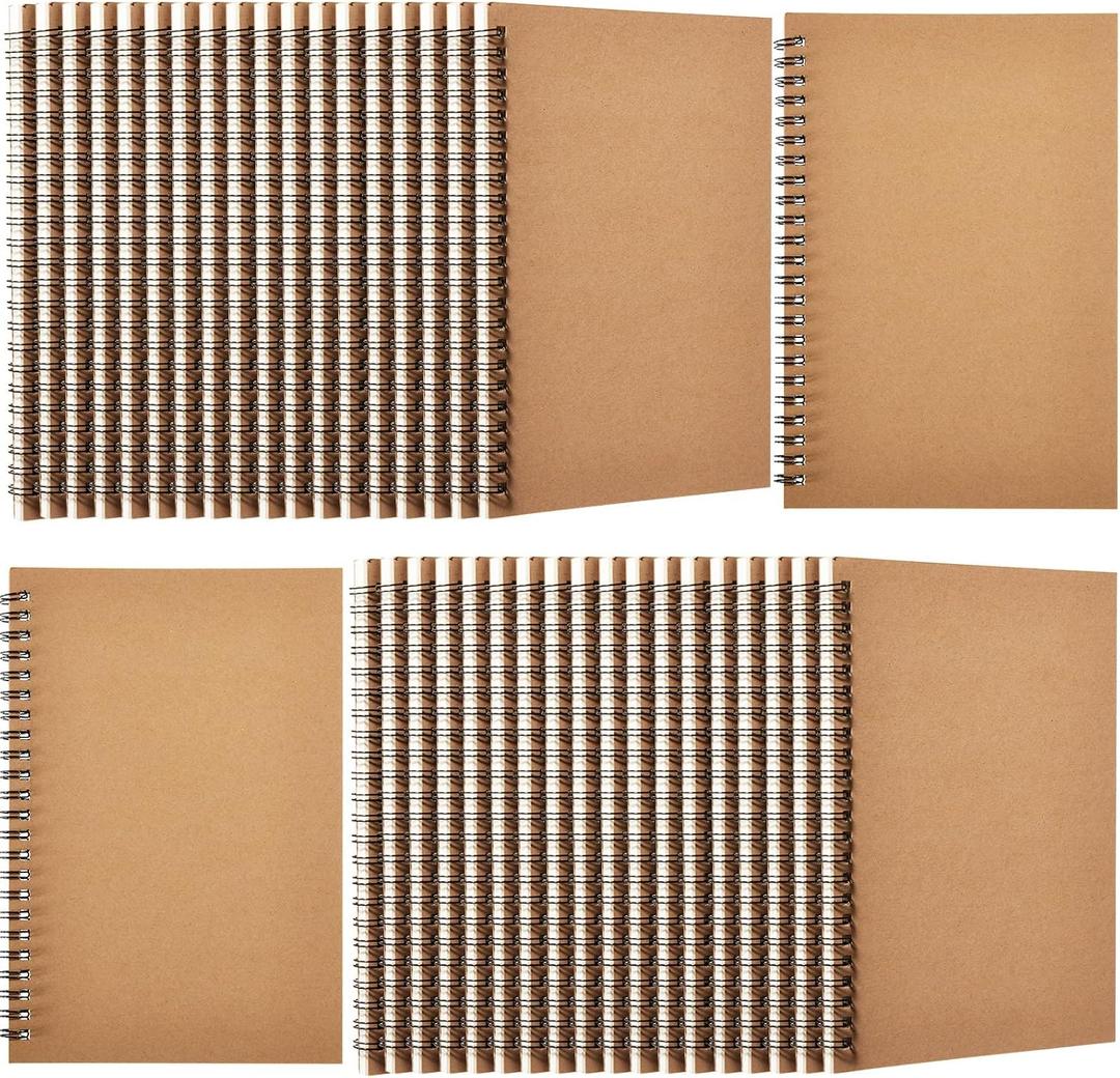 Epakh 36 Pack Blank Spiral Notebook Unlined Notebook Bulk A5 Soft Cover Students Sketchpads Memo Notepad for Drawing Art Back to School Gifts 100 Pages/ 50 Sheets, 8.3 x 5.5 Inches(Brown)