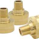 Hooshing 3PCS Garden Hose Adapter 3/4" GHT Female x 1/4" NPT Male Thread Brass Pipe Fittings Connect Garden Pipe Joint Repair Fittings