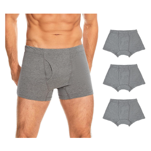 ShieldEase  Washable Incontinence Boxer Briefs for Men - Cotton Leakproof Underwear with Fly, Enhanced Front & Rear Protection 120ml Absorbency (3 Pack, Gray, XL)