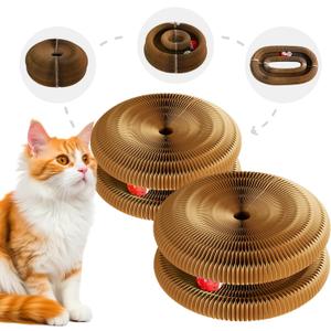 2 Pack Kitty Cat Toy, Cat Scratchers for Indoor Cats, Magic Organ Foldable Cardboard Cat Scratcher, Cat Toy Interactive Relieve Boredom and Exercise Brown