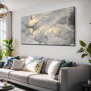 liysawg Wall Art Abstract Canvas Painting Gray Wall Decor Fluid Ink Modern Artwork for Living Room Bedroom Dining Room Home Office Decor 71"x36", 71L" x 36W"