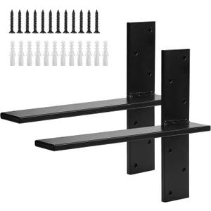 2 Pack Free Hanging T Shelf Bracket, Solid Heavy Duty Steel T Shelf Bracket with Screws, Floating Shelf Brackets, Granite Countertop Support Brackets,Powder Coated, DIY Projects (16 Inch)