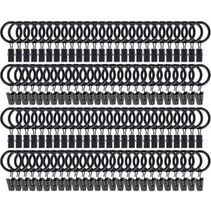 105 Pack Curtain Rod Clip Rings,1" Interior Diameter(Compatible with up to 5/8" Curtain Rod),Metal Drapery Ring with Clips,Strong Decorative Drapery Window Ring with Hooks,Rustproof Vintage(Black)