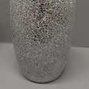 Escenzy Modern Bathroom Trash Can Silver Mosaic Glass 5L | 7" x 10" | Luxury Waste Basket for Restroom, Bedroom, Office & Kitchen | Decorative Small Garbage Can | Silver Glitter Bathroom Accessories