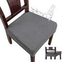Genina Waterproof Seat Covers for Dining Room Chair Covers Set of 8, Stretch Jacquard Kitchen Parson Chair Slipcover Protector (8 PCS-Rear-covered, Dark Grey)