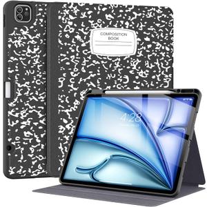 Supveco Case for iPad Air 13 Inch (M3) 2025/(M2) 2024 with Pencil Holder,Premium Folio Stand Case with Soft TPU Back Cover,and Auto Wake/Sleep-Book