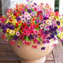 HyeFlora Artificial Flowers for Outdoor Indoor Garden Home Decoration, Faux Flower Daisy with Eucalyptus Leaves Fake Plants Greenery Boxwood Porch Patio, 12 Bundles (6 Multicolor)