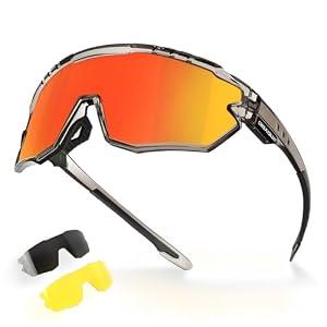 Polarized Glasses Kids Youth Baseball Sunglasses Adult Men Women Cycling Goggles with 3 lenses,Fishing,Ski Golf(Transparent Gray, Adult)