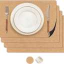 RIMONA'S Heat Resistant Cork Placemats Set of 4 - Natural Fine Cork, Waterproof, Heat Proof Table Protector, Non-Slip, Ideal for Gifting, Mother-in-Law Gift, All-Natural Hard Placemats