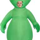 Spooktacular Creations Kids Inflatable Costumes with Light Up Eyes, Full Body Alien Blow Up Costumes, Green Inflatable Suits for Halloween Cosplay Alien Themed Parties