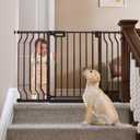 Mom's Choice-GROWNSY Baby Gate for Stairs, 30.5"-43" Pressure Mounted Pet Gate for Doorways-Auto Close Dog Gate for The House-Easy Installation & Walk Thru Wide Safety Gate (Brown)