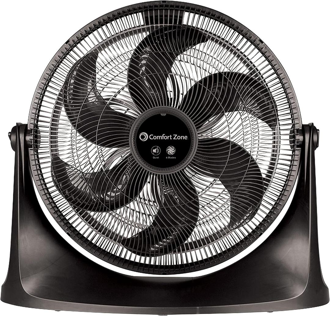 Comfort Zone PowrCurve 20-Inch High-Velocity Fan, Wall Mountable Floor Fan with 3 Speeds, 6-Blade Design, 180 Tilt Adjustment & Wall Bracket Powerful Airflow for Home, Bedroom, Dorm, or Office