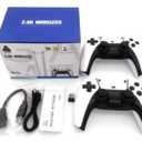 2.4G Wireless Game Controller Set, Dual Gamepad with USB Receiver, White and Black, Classic Game Console Support, 10 Simulator Compatible