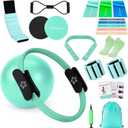 Pilates Equipment Kit for Home Workout, Pilates Ring and Ball Set for Women, 14'' Magic Circle Essentials Accessories Kit with Wrist Weights, Resistance Bands, Yoga Strap, Core Sliders, Socks, Bag