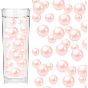 100PCS Light Pink Faux Pearls Beads for Centerpiece Vases, Vase Filler Faux Pearls, No Holes Filler Beads for Easter Party Anniversary Birthday Wedding Table Decor, 14/20/30mm