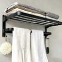 24in Towel Racks Shelf for Bathroom Wall Mounted Organizer for Hotel,Black
