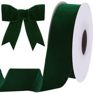 Tsorode 10 Yards Green Velvet Ribbon 2 Inch for Christmas Tree,Dark Greens Velvet Christmas Ribbon for Gift Wrapping Crafts Bow Wreath Holiday Decorations (Dark Green)