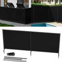 6' x 12' Black Outdoor Privacy Screen Freestanding 240 GSM Privacy Fence Panels for Outside, Pool Fences with Poles, Backyard Temporary Fencing, Privacy Wall Ground Pole Fence