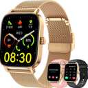 Smart Watch for Women Android/iPhone: Fitness Tracker Smart Watches Answer/Make Call IP68 Waterproof 1.85" Smartwatch Activity Pedometer Heart Rate SpO2 Monitor 120+ Sports Model Gold Womens Watches