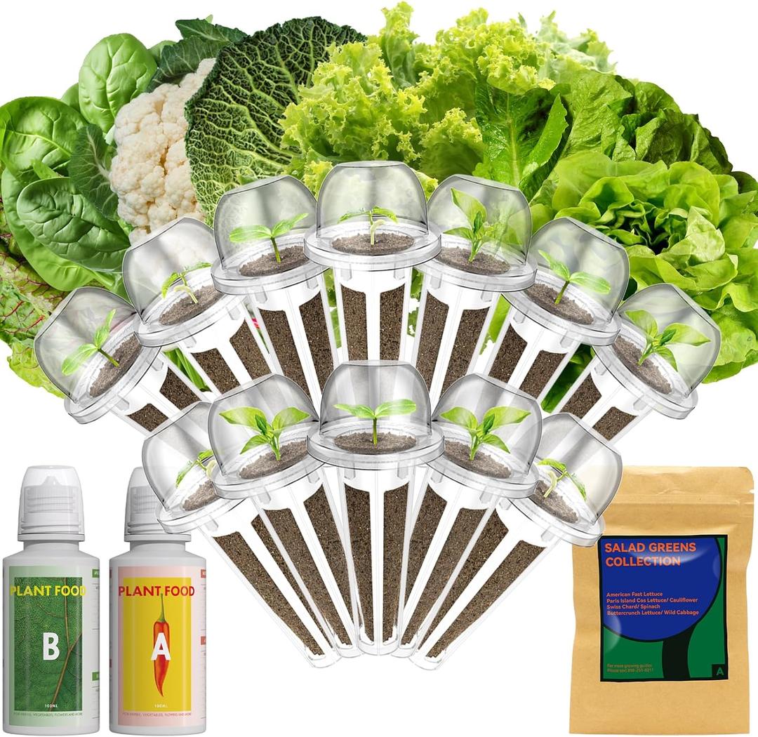 Lyko Heirloom Salad Greens Seed Pod Kit for AeroGarden, iDoo, Ahopegarden, GARDENCUBE, 12 Pods with American Fast/Paris Island/Buttercrunch Lettuce, Spinach, Swiss Chard, Cauliflower, Wild Cabbage