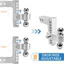 Adjustable Trailer Hitch - Tlvuvmo Aluminum Drop Hitch (Fits 2.5'' Receiver), 8 Inch Drop/Rise, 18,500 LBS GTW Heavy Duty Truck Hitch, (2'' & 2-5/16'') Chrome Plated Steel Balls - Tow Hitch Ball Mount