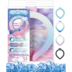 Neck Cooling Tube Wraps Ice Ring Neck Cooler Personal Ice Pack Wrap for Hot Weather Gel Reusable Wearable Gel Cooling for Summer Heat Hot Flashes Freezer Below 64.4 (Gradient Pink)