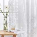 YJ YANJUN Sheer Curtains 72 inches Long French Country Floral White Lace Curtains for Patio Door,Living Room Set of 2 52 x 72 Inch White (52"W x 72"L (Pack of 2), Bright White)
