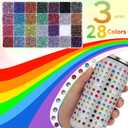 6 x 32000Pcs Color Rhinestones Bedazzling Kit, 3mm Flatback Pink Purple Blue White Colored Gems for Crafting, Bedazzling Kit for Crafts Clothing Shoes Bottle Diamond Nail Art Face DIY